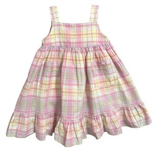 VTG Laura Ashley Mother & Child GB Plaid Pastel Dress Embroidered Cottage Core